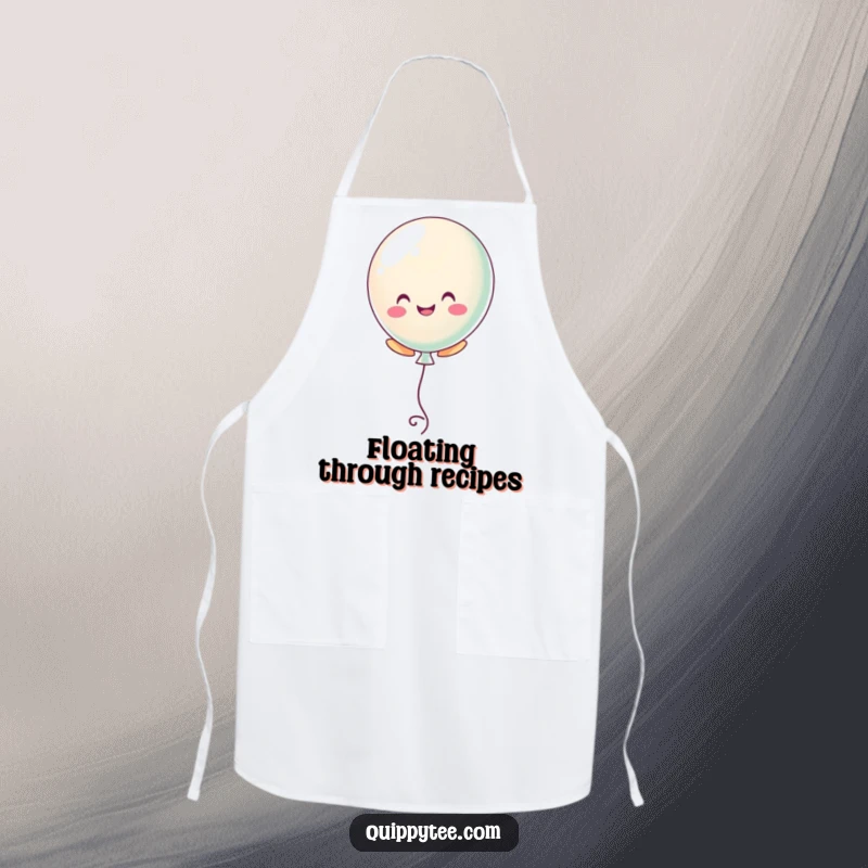 Funny apron featuring a pastel balloon character floating upwards, perfect for cheerful and tidy kitchen tasks.