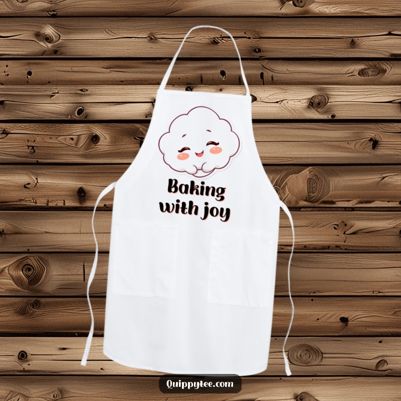 Funny Apron: A fluffy cloud character giggling with delight, perfect for adding cheer to kitchen activities.