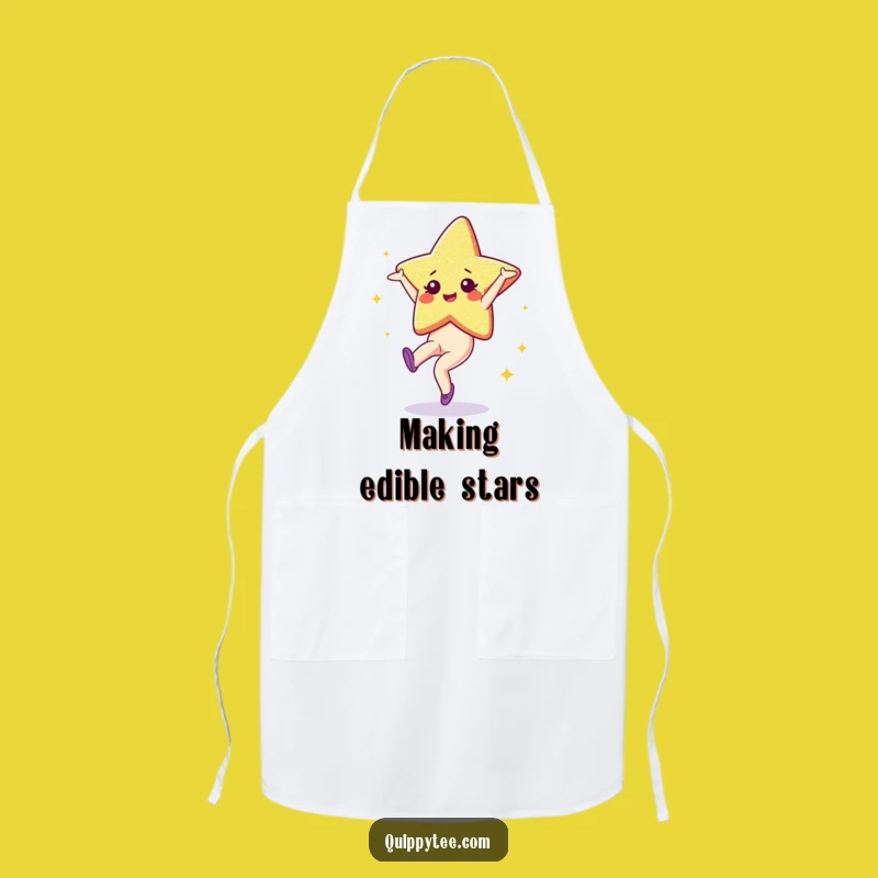 Funny Glitter Star Apron: Cook with Sparkle and this Cartwheeling Character - Ideal Humorous Gift