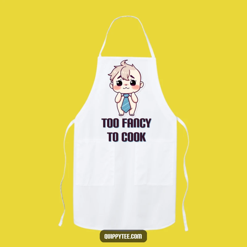 Funny Flustered Kawaii Tie Apron - Kitchen Overwhelmed Humor Chef Gift