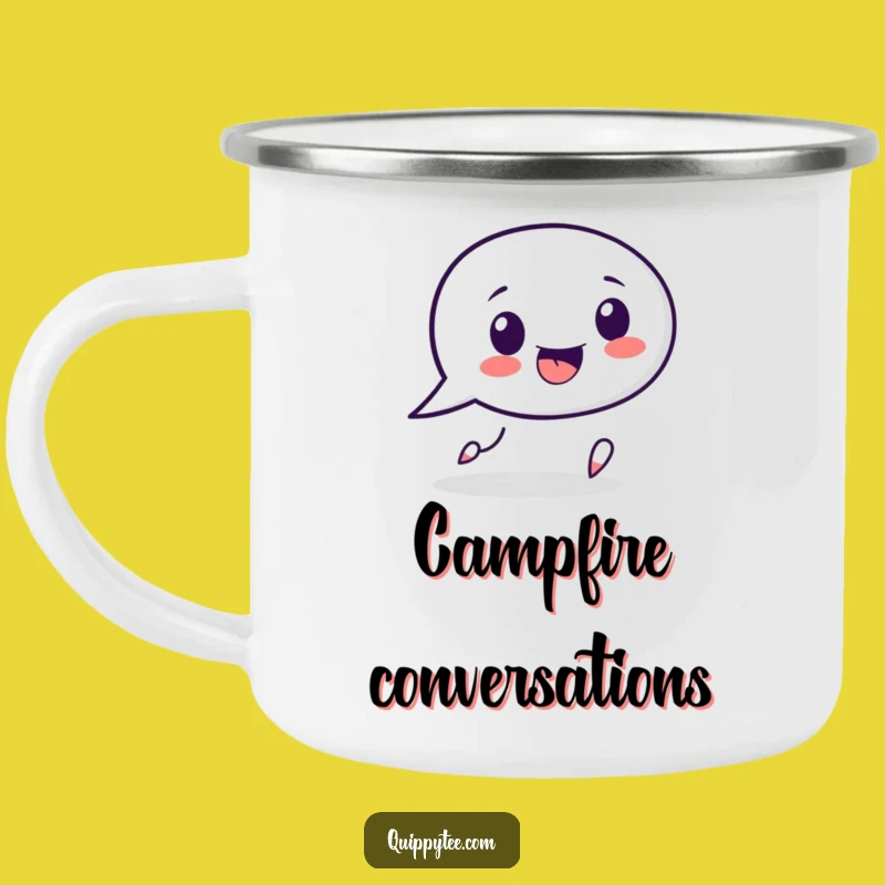 Funny Speech Bubble Camping Mug: Sip Your Thoughts with Punctuation Adventure