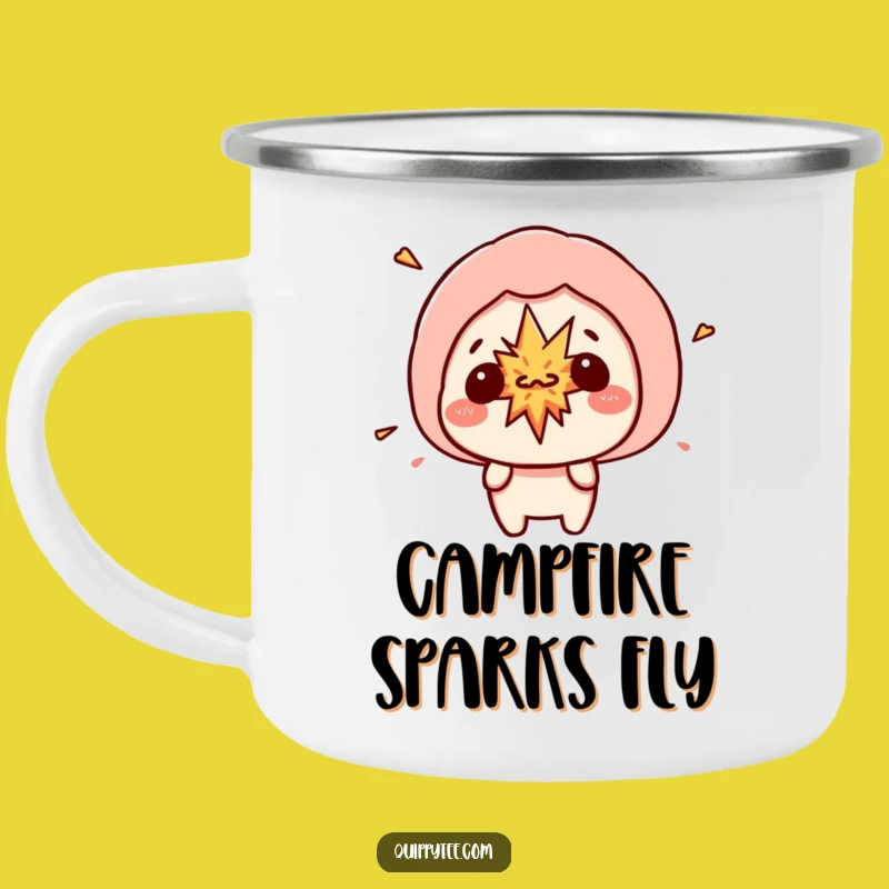 Funny Kawaii Explosion Enamel Camping Mug - Chaos Humor Outdoor Gift