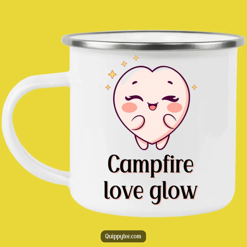 Funny Heart Wink Camping Mug: Playful Character for Cozy Campfires