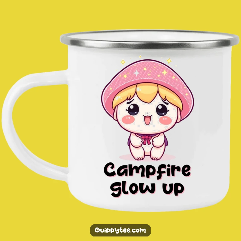 Funny Kawaii Hat Camping Mug: Sparkle on Adventures