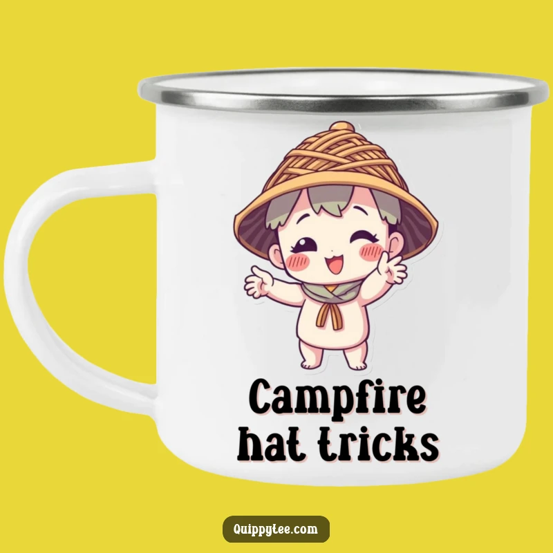 Funny Thread Hat Character Camping Mug: Quirky Style for Outdoor Adventures