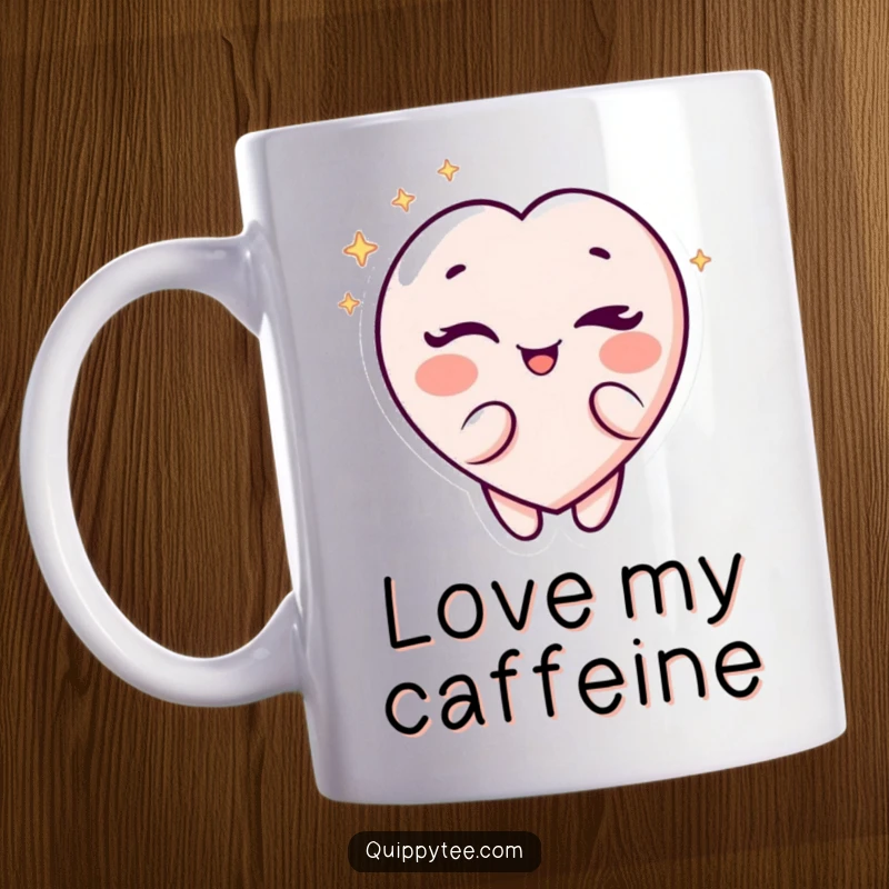 Funny Mug: A sparkling heart character winking mischievously, conveying playful charm and a hint of flirtation.