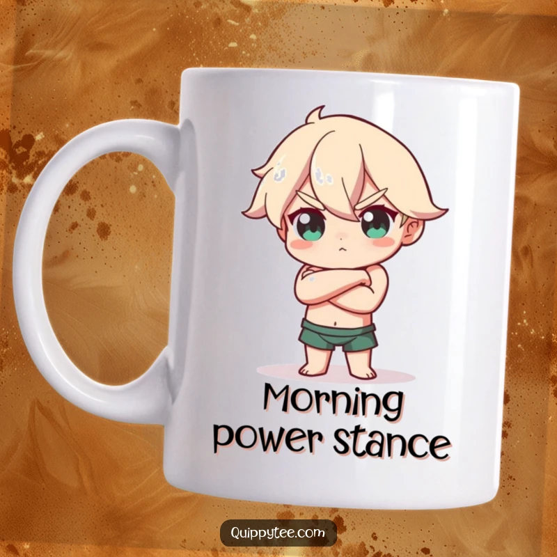 Funny Mug: Character strikes a confident pose, arms crossed, head tilted, exuding self-assurance and a bold attitude.