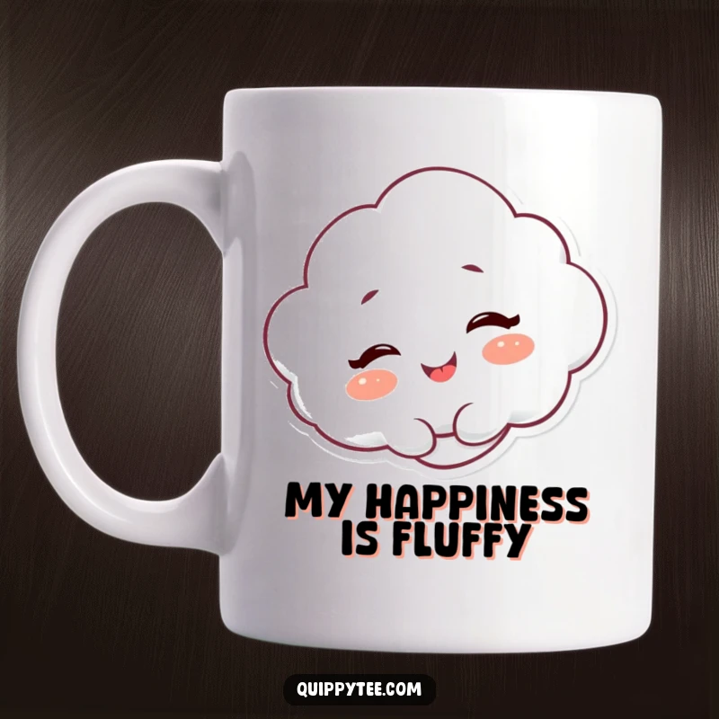 Funny Mug: A fluffy cloud character giggling heartily with eyes closed, conveying pure delight and happiness.