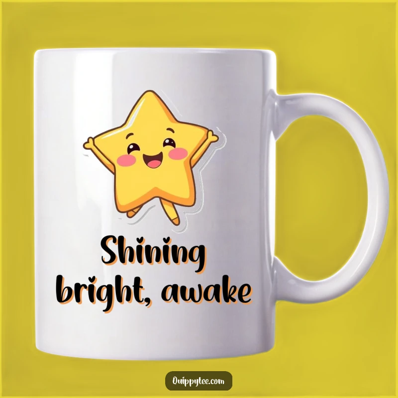Funny Star Joy Mug: Cheerful Character Jumping, Perfect Happy Gift
