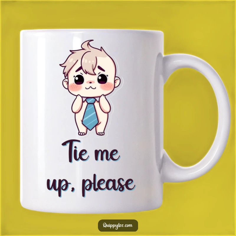 Funny Flustered Kawaii Tie Mug - Hilarious Overwhelmed Humor Gift