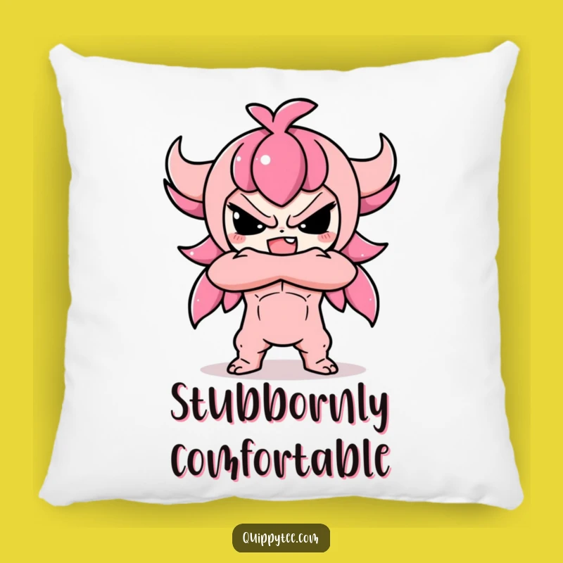 Funny Kawaii Defiant Pillow: Cozy Attitude Decor, Hilarious Gift for Rebels