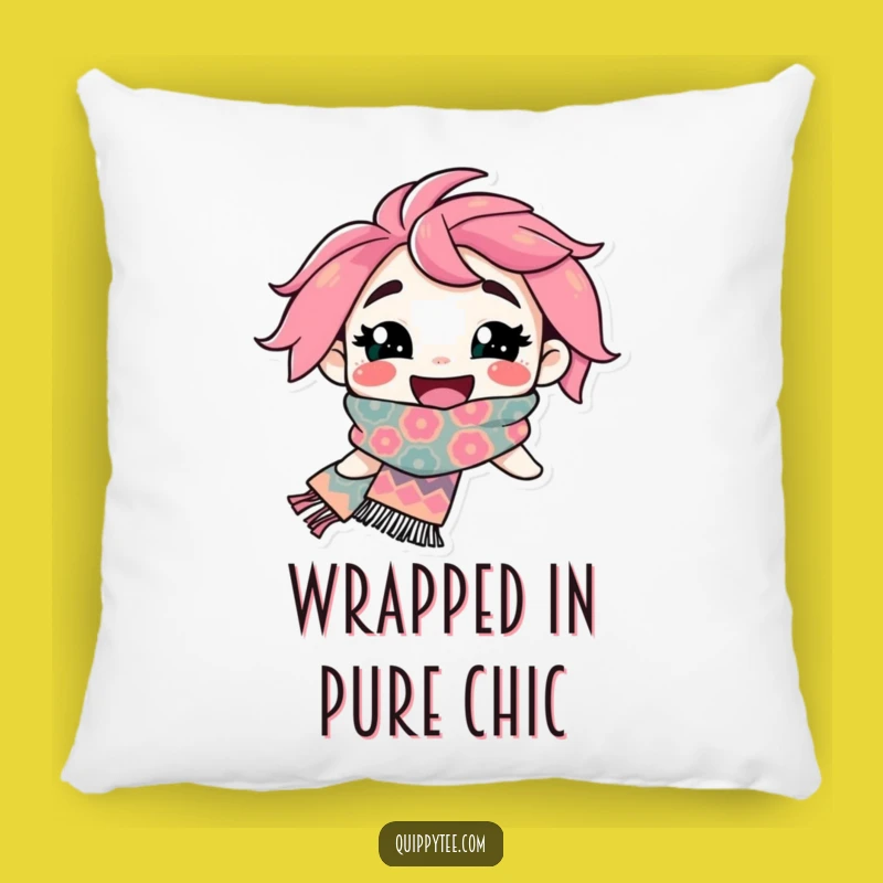 Funny Scarfy Character Pillow: Cozy Comfort with a Flamboyant Scarf Design