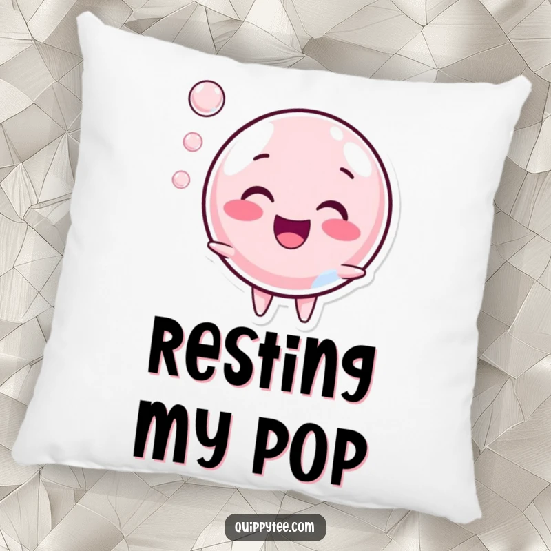 Funny Pillow: A happy bubble character popping with a cheerful sound, offering soft comfort and a touch of playful joy.