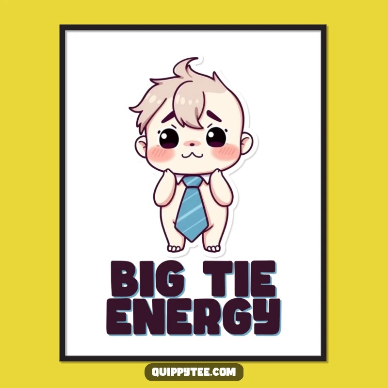 Funny Flustered Kawaii Tie Digital Art - Overwhelmed Humor Printable Gift