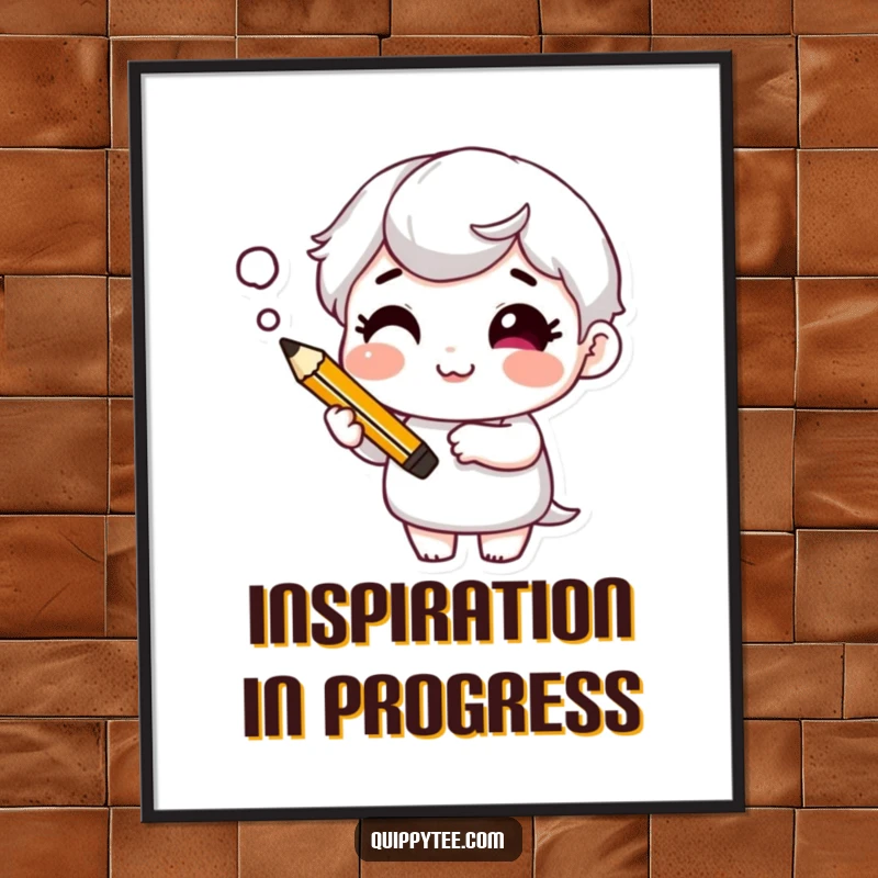 Funny Digital Art Print: Character with a cheeky grin and a thought bubble, symbolizing clever ideas and wit, ready to print.