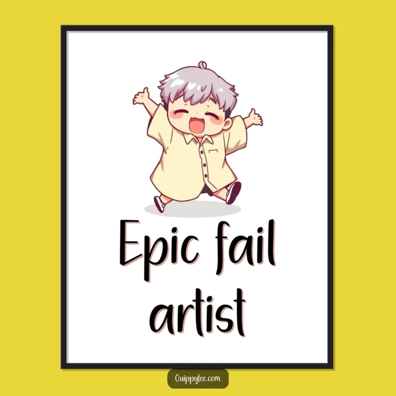 Funny Tripping Digital Art Print: Instant Kawaii Mishap