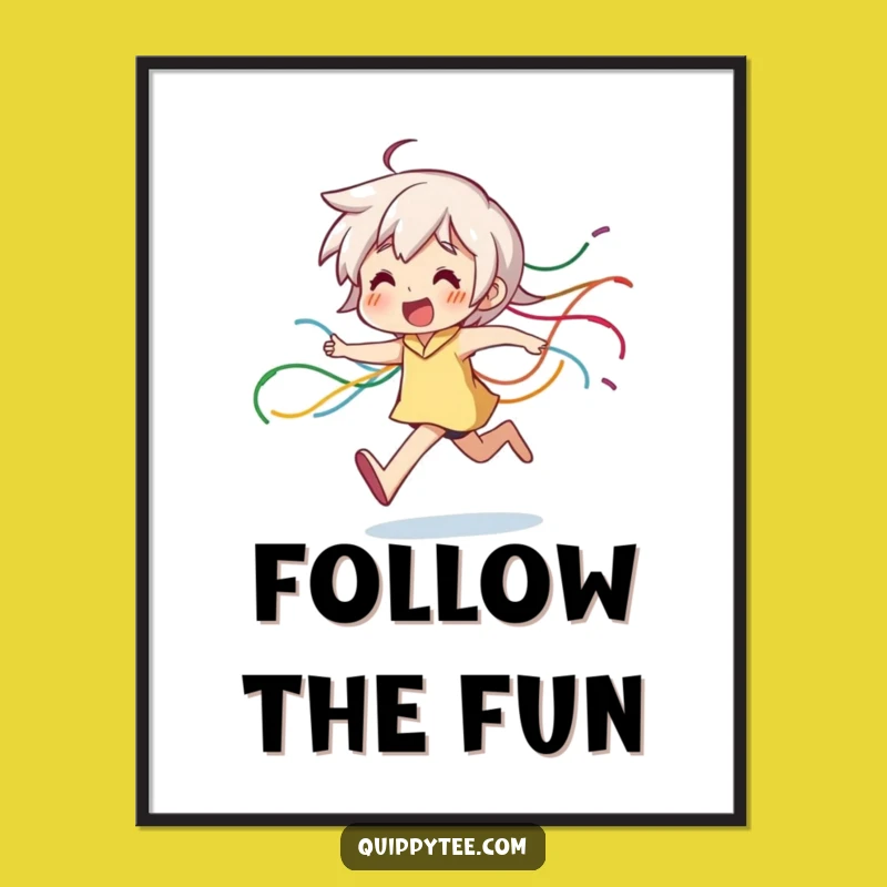 Funny Running Thread Character Digital Print: Dynamic Art with Colorful Trails