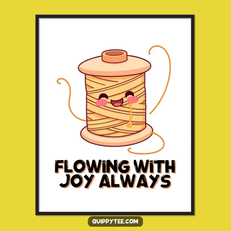 Funny Smiling Spool Digital Art: Crafty Wall Decor for Makers