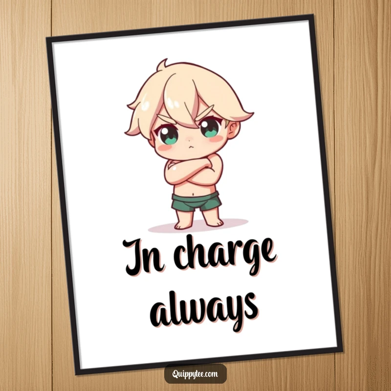 Funny Digital Art Print: Character strikes a confident pose, arms crossed, head tilted, exuding power, ready to print.