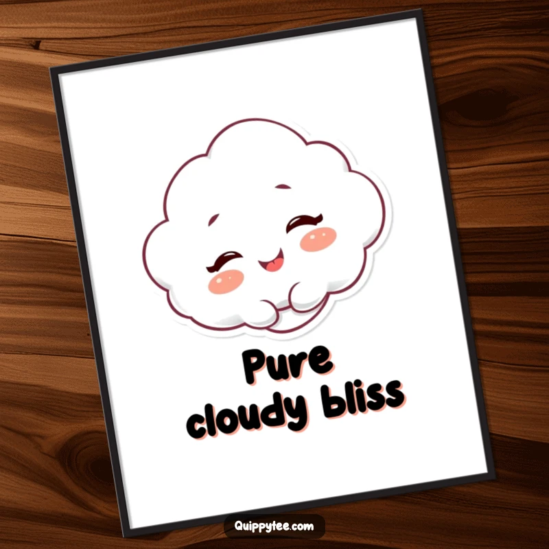 Funny Digital Art Print: A fluffy cloud character giggling with infectious delight, offering instant happiness.