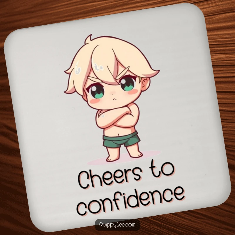 Funny Coaster: Character strikes a confident pose, arms crossed, head tilted, a humorous and empowering accessory for surfaces.