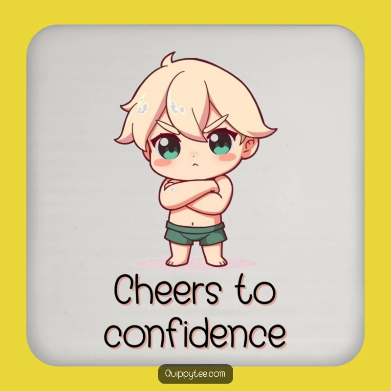 Confident Pose Coaster: Funny Character's Bold Protector for Assured Surfaces