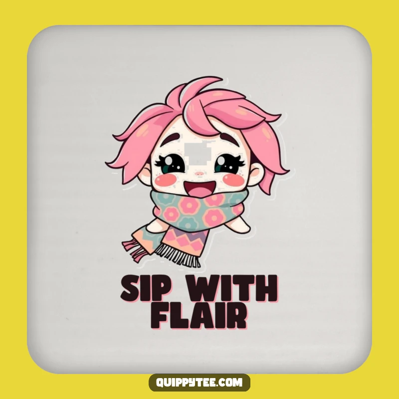 Funny Scarfy Character Coaster: Protect Surfaces with a Flamboyant Smile