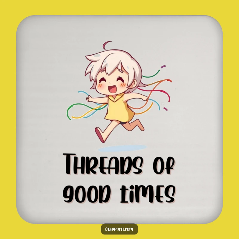 Funny Running Thread Character Coaster: Protect Surfaces with Energy