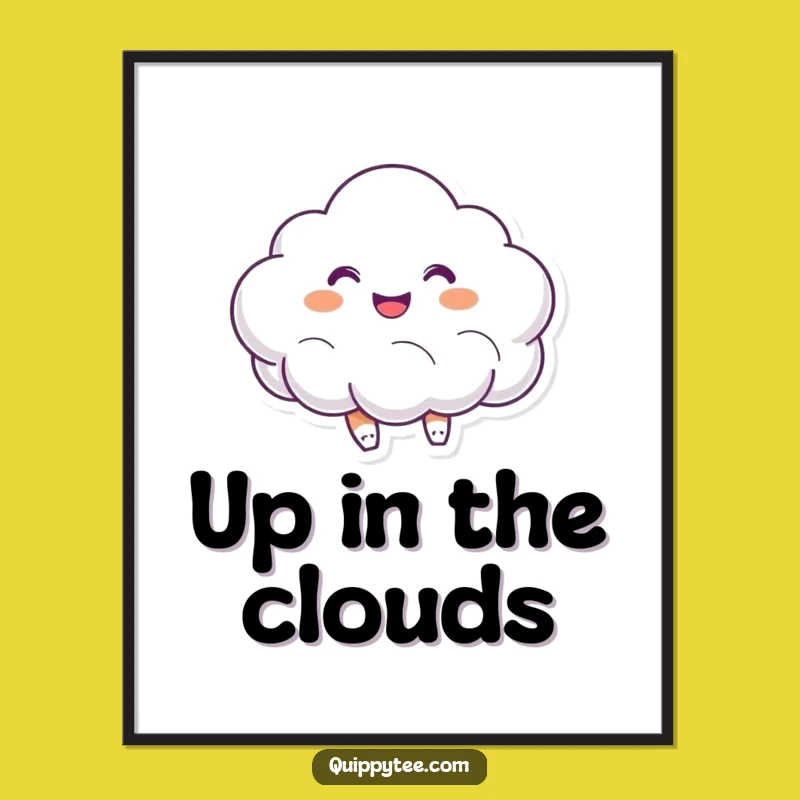 Funny Bouncing Cloud Poster: Brighten Your Space with Heavenly Happiness and Humor