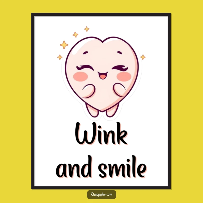 Funny Heart Wink Poster: Playful Character Art for Charming Decor