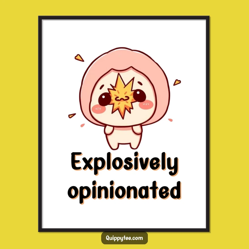 Funny Kawaii Explosion Poster - Speech Bubble Chaos Wall Art Gift