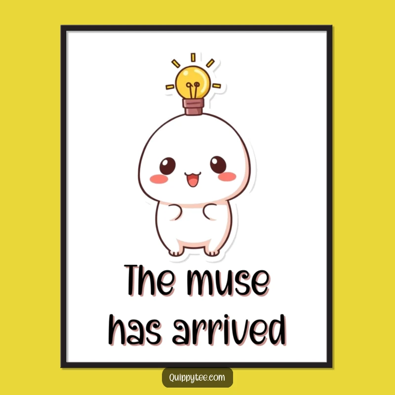 Funny Kawaii Lightbulb Poster: Inspiring and Amusing Wall Art
