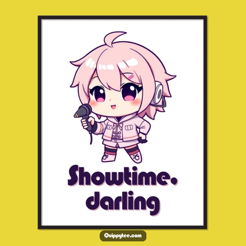 Funny Microphone Kawaii Poster: Decorate with Diva Energy, Great Funny Gift