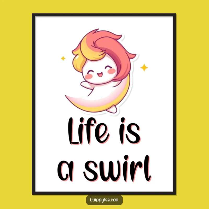 Funny Rainbow Swirl Poster: Vibrant Character Art for Joyful Spaces