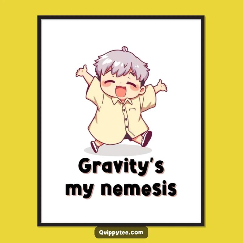 Funny Tripping Poster: Kawaii Character's Giant Shirt Art