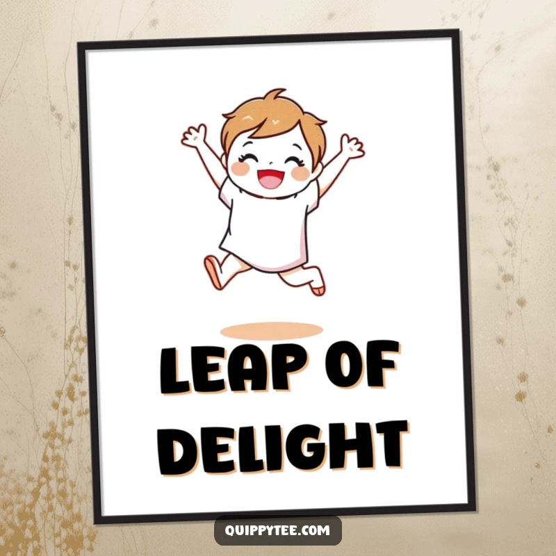 Funny fabric swatch character in a dynamic, joyful leap, a colorful and uplifting piece of art for a poster.