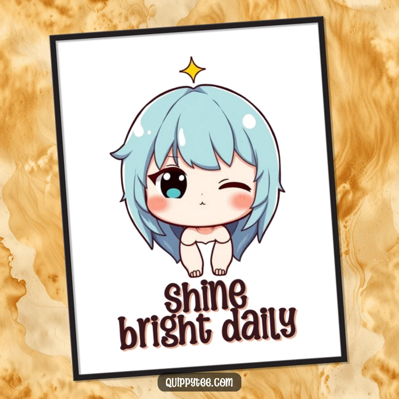 Funny Poster: Character winking with a tiny sparkle above their head, adding a whimsical and charming touch to decor.