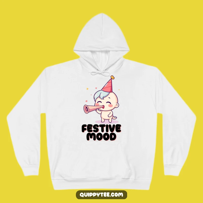 Funny Party Hoodie: Excited Horn Blower Design, Cozy Funny Gift for Celebrators