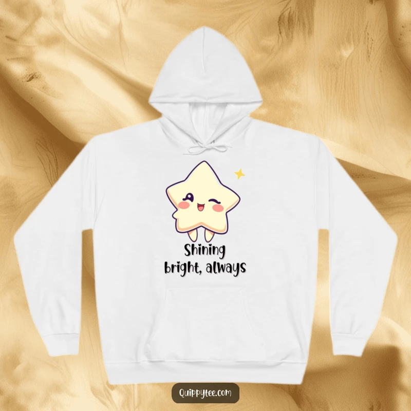 Funny hoodie featuring a cute, winking star character, perfect for adding cozy, playful vibes.