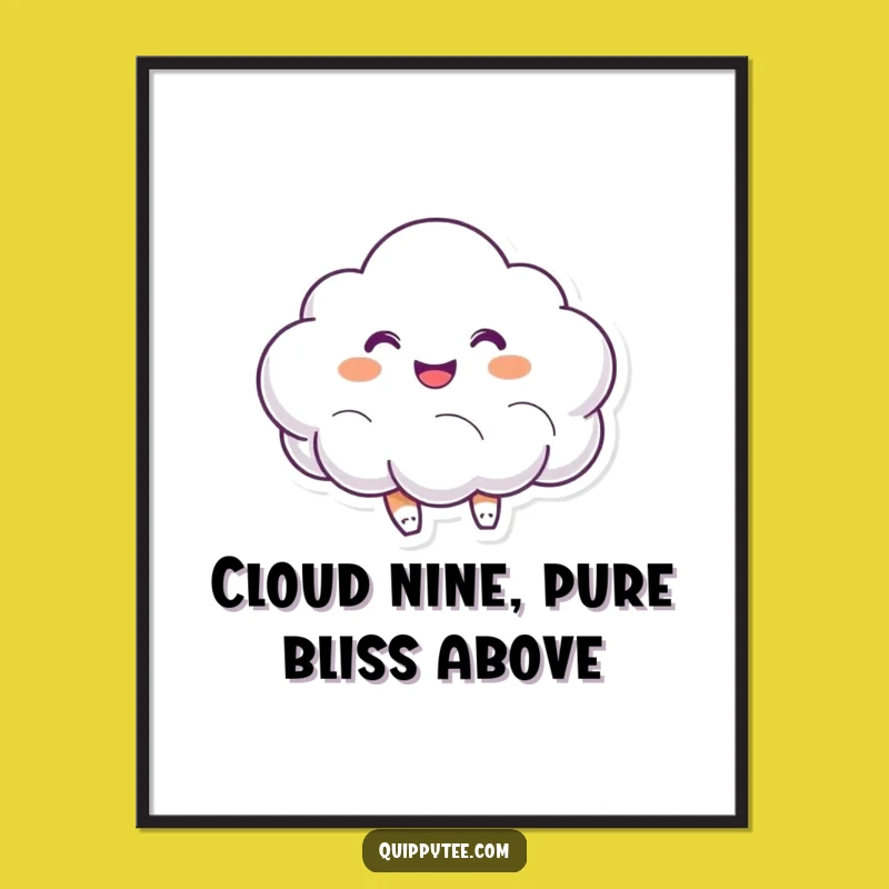 Funny Free Printable Wall Art: Joyful Bouncing Cloud - Whimsical Decor Download