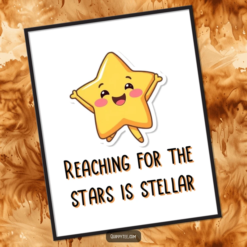 Happy Free Printable Wall Art: A smiling star character energetically jumps with pure delight.