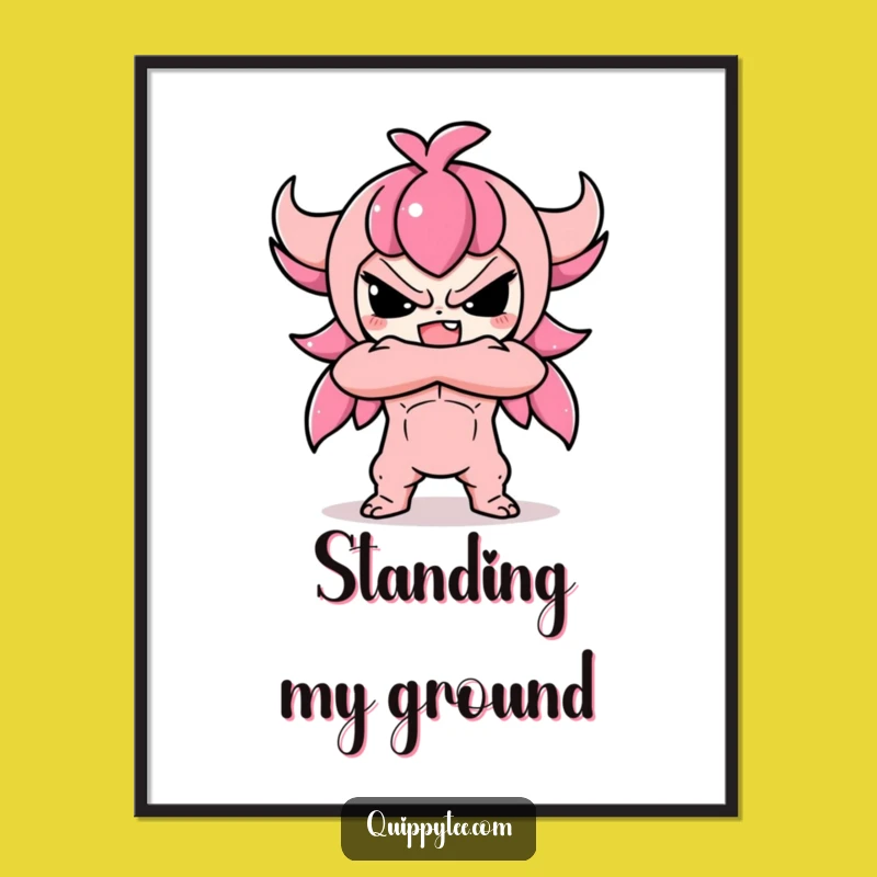 Free Printable Wall Art: Defiant Kawaii Character Downloadable Art