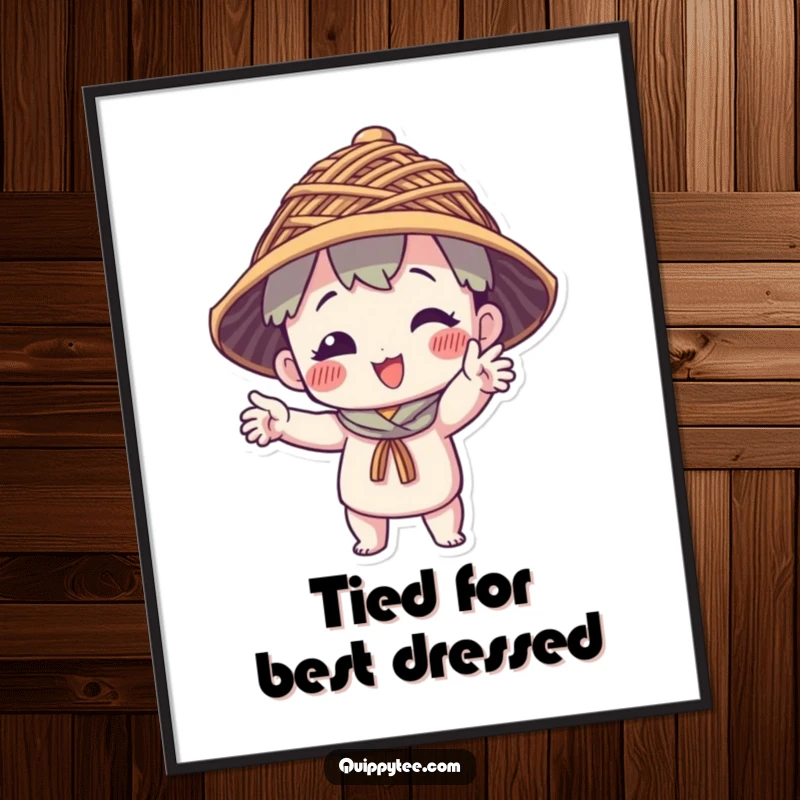 Funny Free Printable Wall Art: A character in a humorous hat of interwoven threads, posing playfully for decor.