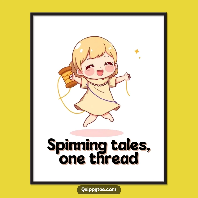 Free Printable Wall Art: Joyful Dance with Shimmering Thread, Whimsical Art Print