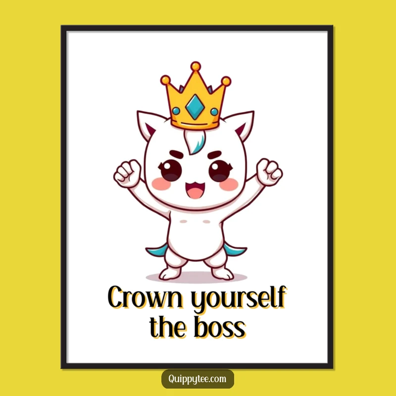 Free Printable Wall Art: Kawaii Power Pose Crown Humorous Downloadable Home Decor