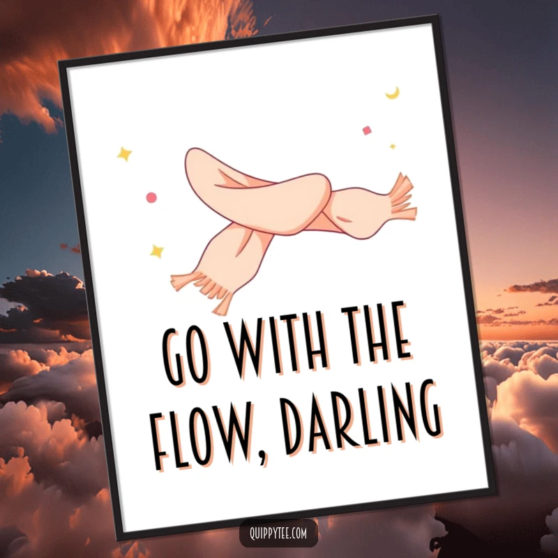 Funny Free Printable Wall Art shows a chic scarf caught in a whimsical breeze, creating a sense of movement and airy elegance.