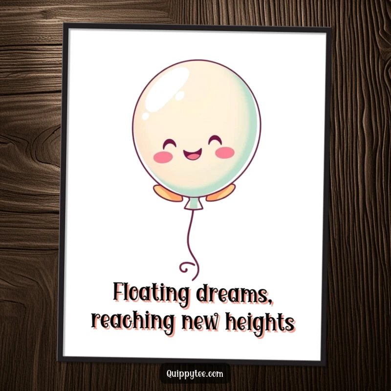 Funny Free Printable Wall Art of a pastel balloon character floating upward cheerfully.