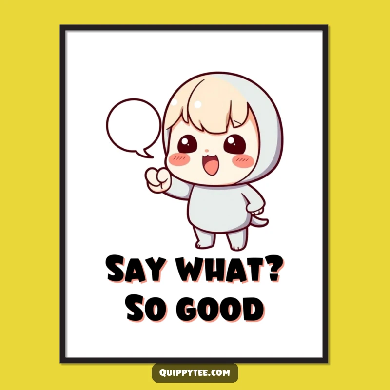 Funny Free Printable Wall Art: Pointing Kawaii Character, Bold Statement Decor