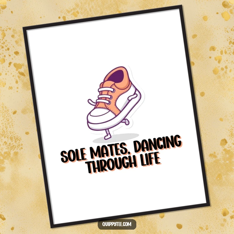 Funny Free Printable Wall Art: A tiny shoe character performing a hilariously silly dance, bringing whimsical fun to your walls. Printable.