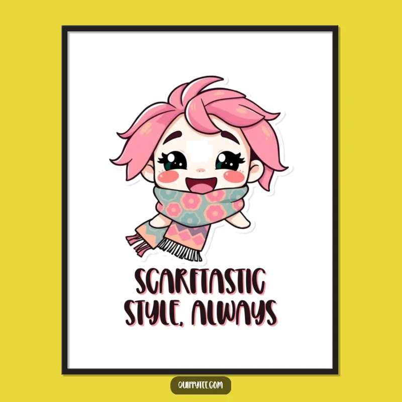 Free Printable Wall Art: Funny Scarf Character Laughing Decor Downloadable Gift